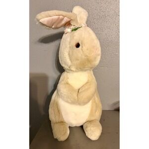 Vintage 1985 Dakin Plush Bunny Rabbit  Pink Satin Ears Easter Stuffed Animal